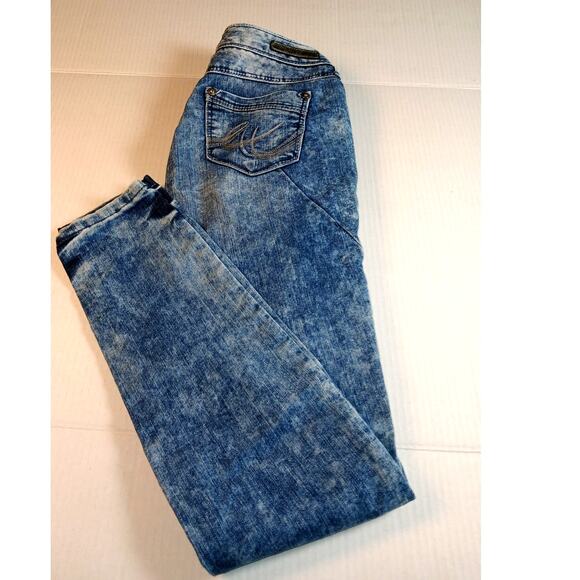 Express Womens Lightweight Distressed Embellished Blue Denim Jeans - Size 2 - Picture 4 of 7